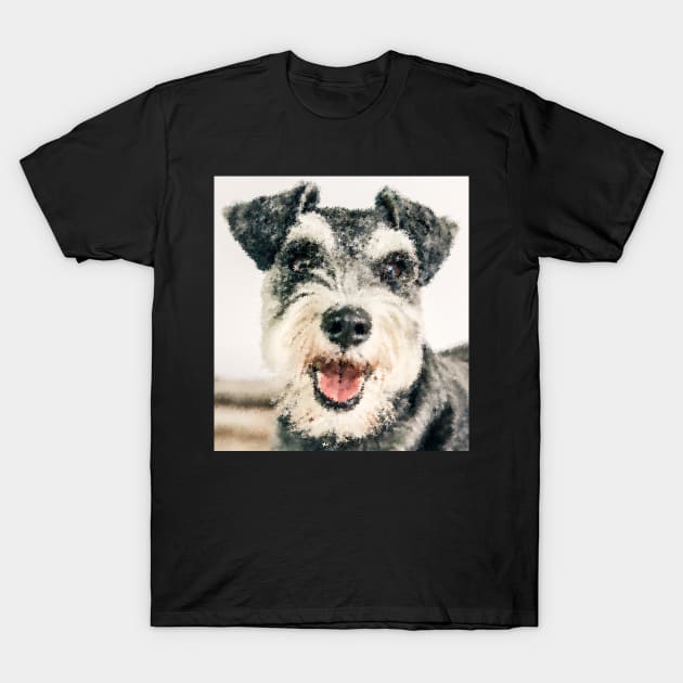 Painting-like Schnauzer looking at you T-Shirt by Comic Dzyns